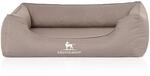 Knuffelwuff Hundebett Leon Orthop&auml;disch Wasserabweisend Velours M-L Beige/Grau