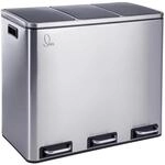 Svita TM3X18 M&uuml;lleimer Papierkorb 54L Abfalleimer M&uuml;lltrennung Silber