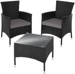 Tectake Rattanset Luzern F&uuml;r 2 Personen Widerstandsf&auml;hig 84 x 60 x 61 cm Schwarz