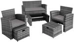 Tectake Rattan Sitzgruppe Modena F&uuml;r 4 Bis 6 Personen Widerstandsf&auml;hig 129 x 68 50