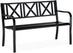 Relaxdays Gartenbank Stahl Schwarz 127 cm x 56 cm x 81 cm