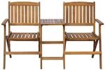 vidaXL Gartenbank Klappbar mit Teetisch 140 cm Massivholz Akazie