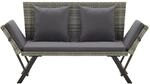 vidaXL Gartenbank mit Auflagen 176 cm Grau Poly Rattan