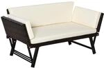 Outsunny Polyrattan Gartensofa 2 Sitzer Klappbar
