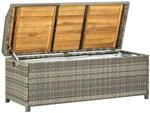 vidaXL Gartenbank mit Stauraum 120 cm Poly Rattan Grau