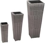 vidaXL Garten-Hochbeet 3-Tlg Poly Rattan Grau 660342