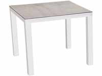 Best Freizeitmöbel Gartentisch Houston 90 x 90 cm Weiß/Silber