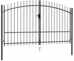 vidaXL Zauntor Doppelfl&uuml;gel mit Speerspitzen Stahl 3 x 2 m Schwarz 145738