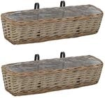 vidaXL Balkon-Blument&ouml;pfe 2 Stk Weide mit PE-Auskleidung 60 cm 246829