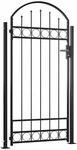 vidaXL Zauntor mit Gew&ouml;lbter Spitze und 2 Pfosten 105x204 cm Schwarz 145751