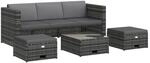 vidaXL 4-tlg Garten-Lounge-Set mit Auflagen Poly Rattan Grau Modell 15