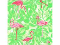 Bricoflor Tropical Tapete in Grün Pink Neon Vliestapete mit Flamingo in...
