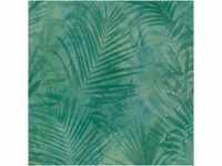 Bricoflor Palmen Tapete in Smaragdgrün Farn Vliestapete in Dunkelgrün für