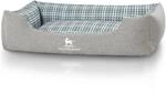 Knuffelwuff Hundebett Lennard Velours XL 105 x 75cm Grau/Gr&uuml;n