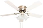 Pepeo Extra flacher Deckenventilator Pepeo Kisa Deluxe Messing Antik Fl&uuml;gel Wei&szlig; -