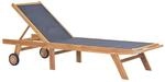 vidaXL Sonnenliege Klappbar mit R&auml;dern Teak Massivholz und Textilene 44668
