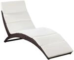 vidaXL Klappbare Sonnenliege mit Auflage Poly Rattan Braun