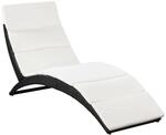 vidaXL Klappbare Sonnenliege mit Auflage Poly Rattan Schwarz