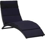 vidaXL Sonnenliege mit Auflage Poly Rattan Schwarz 162 x 64 x 86 cm