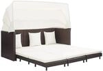 vidaXL Ausziehbares 3-Sitzer-Schlafsofa mit Dach Poly Rattan Braun 46076