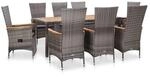 vidaXL 9-Tlg Garten-Essgruppe mit Auflagen Poly Rattan Grau 46044