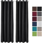 Beautissu Amelie TO Vorhang mit &Ouml;se 140x245cm Schwarz 2tlg