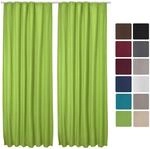 Beautissu Amelie TK Vorhang mit Kr&auml;uselband 140x245cm Gr&uuml;n 2tlg