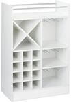 Relaxdays Weinregal Holzwerkstoff Wei&szlig; mit Weinglashalter 96 cm x 63 cm x 35 cm 27
