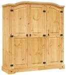 vidaXL Kleiderschrank Mexiko-Stil Kiefernholz 3 T&uuml;ren
