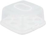 Relaxdays Kuchentransportbox PP Wei&szlig; Mit Klickverschluss 16 cm x 34 cm x 32,5 cm