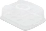 Relaxdays Kuchenbox PP Wei&szlig; Rechteckig mit Tragegriff und Klickverschluss 37,5 cm x