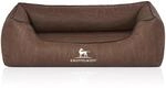Knuffelwuff Hundebett Rockland Orthop&auml;disch Kunstleder M-L 85 x 63cm Braun