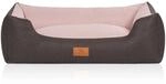 Knuffelwuff Hundebett Luke Velours M-L 85 x 63cm Schwarz-Rosa