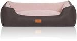 Knuffelwuff Hundebett Luke Velours XL 105 x 75cm Schwarz-Rosa
