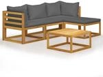 vidaXL 5-Tlg Garten-Lounge-Set mit Auflagen Massivholz Akazie 45914