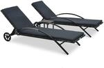 vidaXL Sonnenliegen mit Tisch Poly Rattan Anthrazit