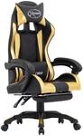 vidaXL Gaming-Stuhl mit Fu&szlig;st&uuml;tze Golden und Schwarz Kunstleder 287988