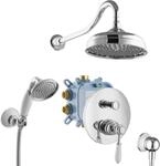 PaulGurkes Duschsystem Unterputz Nostalgie Retro Einhandmischer Regendusche Komplett