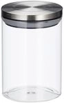 Relaxdays Vorratsglas 3er Set Borosilikatglas Transparent Silber Luftdicht 14 cm x