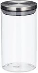 Relaxdays Vorratsglas 3er Set Glas Edelstahl Transparent Luftdicht 1000 ml 18 cm x