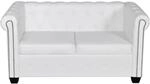 vidaXL Chesterfield-Sofa 2-Sitzer Kunstleder Wei&szlig;