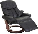 MCA Relaxsessel Calgary 2 Echtleder 150kg Belastbar Schwarz Walnuss-Optik