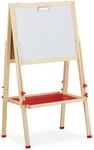 Relaxdays Standtafel f&uuml;r Kinder Holz Metall Natur Doppelseitig H&ouml;henverstellbar 135