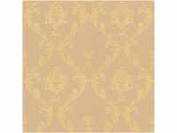 Bricoflor Vlies Textiltapete Braun Gold Edle Tapete mit Textil Ornament mit Glitzer