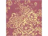 Bricoflor Textil Vliestapete mit Blumen Florale Tapete in Rot Gold für Wohnzimmer