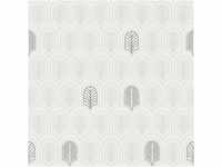 Bricoflor Feder Tapete Elegant 20er Jahre Vliestapete mit Muster in Weiß Silber
