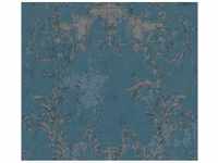 Bricoflor Barock Tapete in Blau Shabby Chic Vliestapete mit Ornament in Vintage...