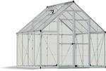 Palram Canopia Balance 8x8 Gew&auml;chshaus Silber 247 x 244 cm klare Seitenw.