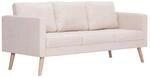 vidaXL 3-Sitzer-Sofa Stoff Cremewei&szlig; Modell 2