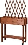 Dobar Rollbares Hochbeet mit Rankhilfe Braun 130 cm x 79 cm x 28,5 cm